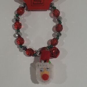 Christmas Holiday Vibrant Multicolor Beads Santa Stretchy Bracelet for Kids